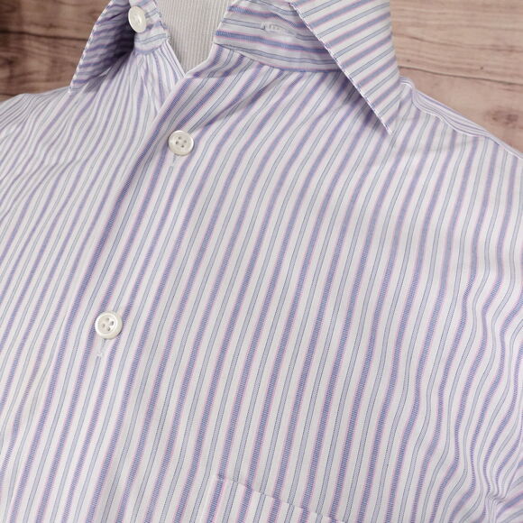 PRONTO UOMO NON IRON MODERN FIT STRIPED BUTTON DOWN SHIRT MENS L LARGE - Picture 2 of 6